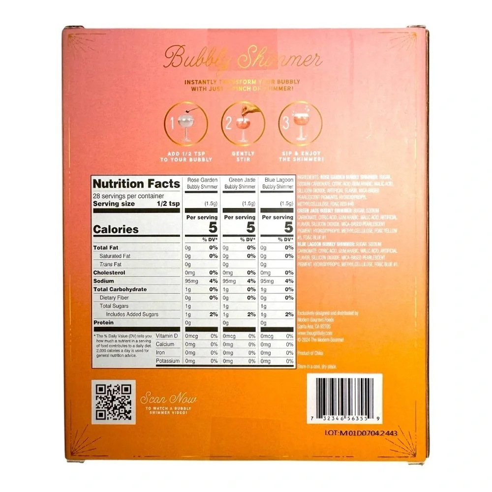 3/$25 Bubbly Shimmer Coastal Cocktail Drink Mix Set Prosecco Shimmer Toppers